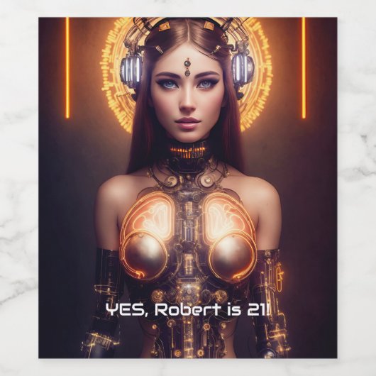 Gouden Godin Cyborg Wijn Etiket (Enkel label)