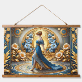 Gouden Godin in Art Nouveau Bloei Hangend Wandkleed