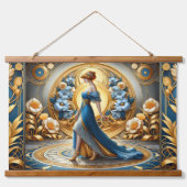 Gouden Godin in Art Nouveau Bloom Hangend Wandkleed (Voorkant)