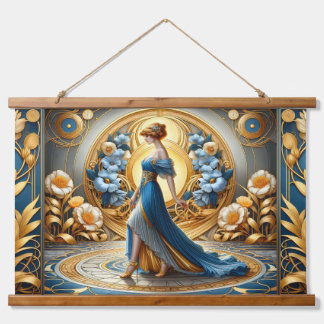 Gouden Godin in Art Nouveau Bloom Hangend Wandkleed