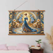 Gouden Godin in Art Nouveau Bloom Hangend Wandkleed (Slaapkamer)