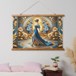 Gouden Godin in Art Nouveau Bloom Hangend Wandkleed
