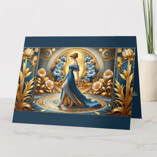 Gouden Godin in Art Nouveau Bloom Kaart (Voorkant)
