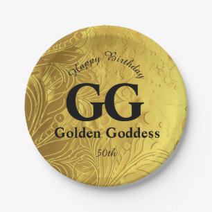 Gouden Godin Vier Gelukkig 50ste Verjaardagsfeest Papieren Bordje