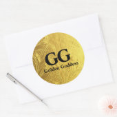 Gouden Godin Vier Gelukkig 50ste Verjaardagsfeest Ronde Sticker (Envelop)