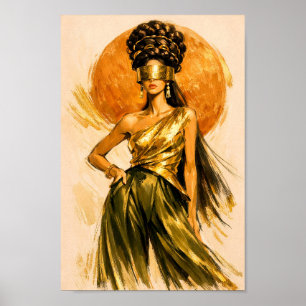 Gouden Godin Zon Mode Illustratie Kunst Poster