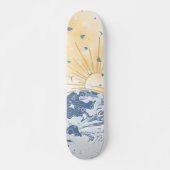 Gouden Golden Blue Aziatische zonsondergang zon &  Persoonlijk Skateboard (Voorkant)