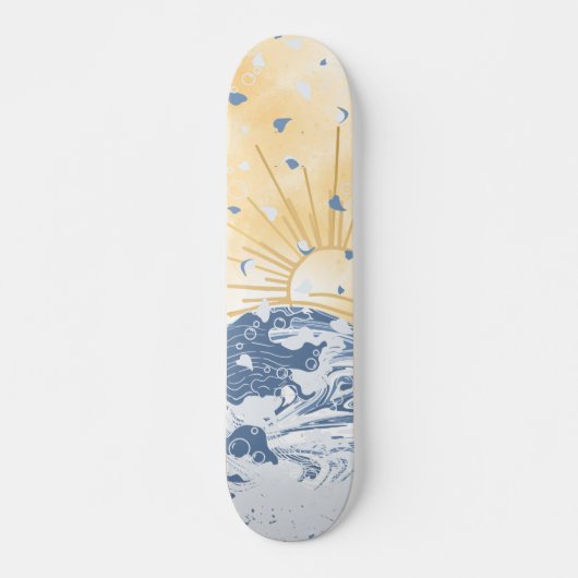 Gouden Golden Blue Aziatische zonsondergang zon &  Persoonlijk Skateboard (Voorkant)