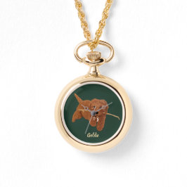 Gouden Golden Doodle-halsketting Horloge