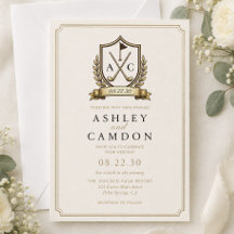 Gouden Golf Crest Monogram Huwelijk