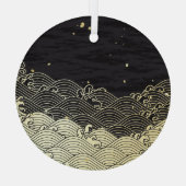 Gouden golf, papierachtige textuur. glas ornament (Achterkant)
