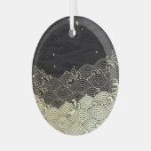 Gouden golf, papierachtige textuur. glas ornament (Voorkant links)