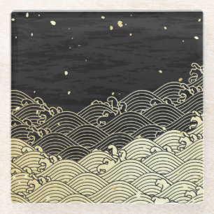 Gouden golf, papierachtige textuur. glazen onderzetter