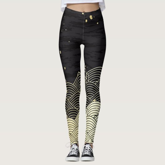 Gouden golf, papierachtige textuur. leggings (Voorkant)
