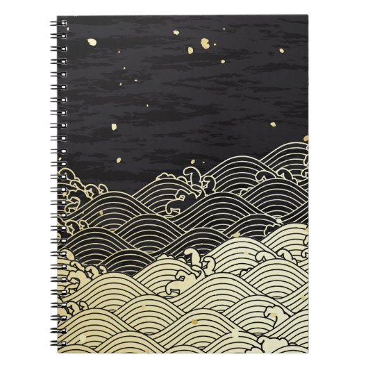Gouden golf, papierachtige textuur. notitieboek (Voorkant)