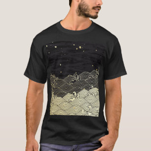 Gouden golf, papierachtige textuur. t-shirt