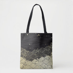 Gouden golf, papierachtige textuur. tote bag