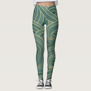 Gouden golf: Traditionele Oosterse luxe Leggings