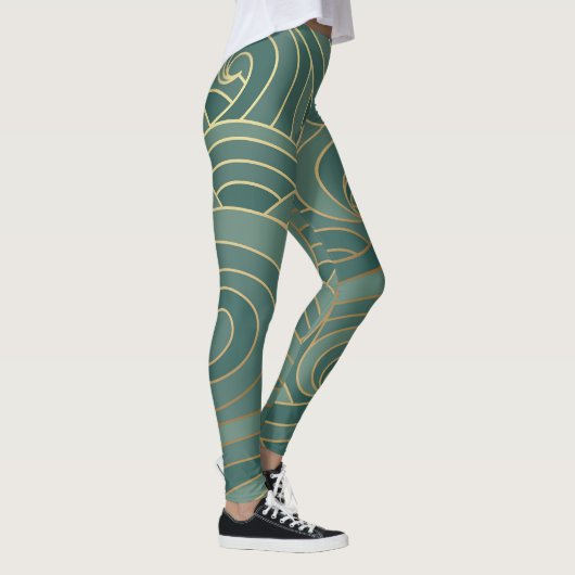 Gouden golf: Traditionele Oosterse luxe Leggings (Rechts)