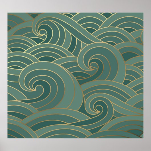 Gouden golf: Traditionele Oosterse luxe Poster (Voorkant)