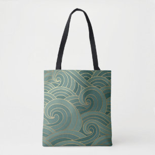 Gouden golf: Traditionele Oosterse luxe Tote Bag
