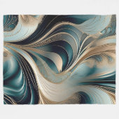 Gouden Golf - Turquoise en Goud Abstract Fleece Deken (Voorkant (Horizontaal))