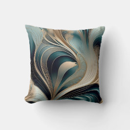 Gouden Golf - Turquoise en Goud Abstracte Kunst Kussen