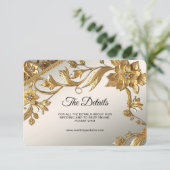 Gouden Golfblad Bloemendetail Bijlagekaart Informatiekaartje (Staand voorkant)