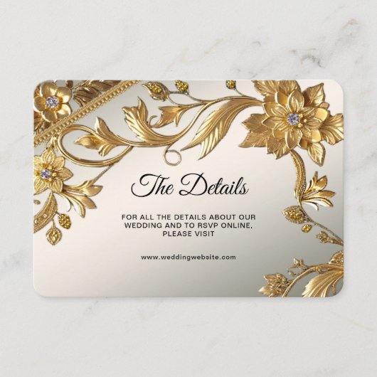 Gouden Golfblad Bloemendetail Bijlagekaart Informatiekaartje (Voorkant)