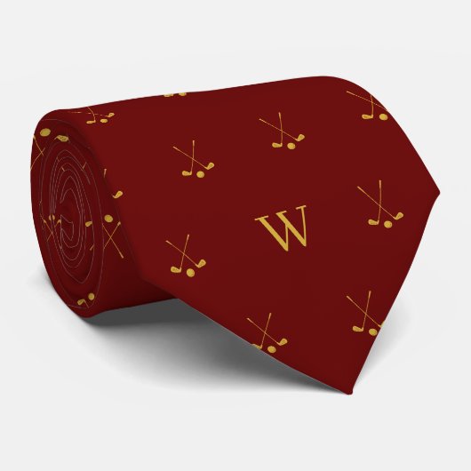 Gouden Golfclubs met Monogram Beginletters Palissa Stropdas (Opgerold)