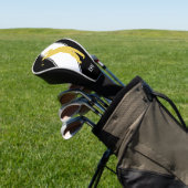 Gouden Golfer op zwart-wit Monogram Golfheadcover (Insitu)