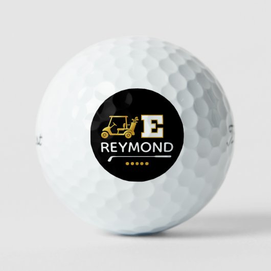 Gouden Golfkar - Aangepaste E Initiaal Mark zwart Golfballen (Voorkant)
