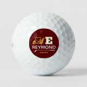 Gouden Golfkar - E Initiële markering dieprood Golfballen (Voorkant)