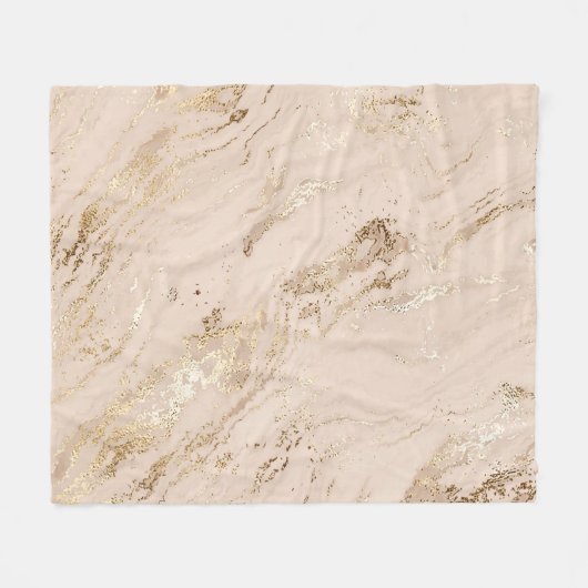 Gouden golven: Abstract marmer Fleece Deken (Voorkant (Horizontaal))