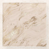 Gouden golven: Abstract marmer Glazen Onderzetter (Voorkant)