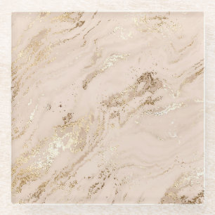 Gouden golven: Abstract marmer Glazen Onderzetter