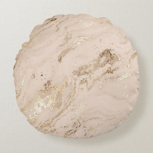 Gouden golven: Abstract marmer Rond Kussen