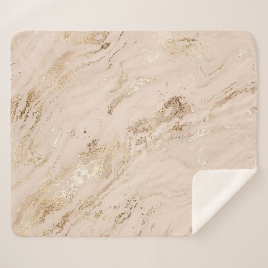 Gouden golven: Abstract marmer Sherpa Deken (Voorkant (horizontaal))