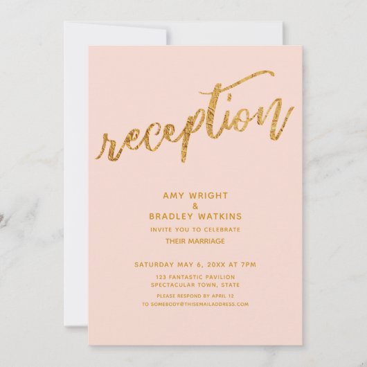 Gouden golven & handgeschreven blos bruiloftsrecep kaart (Voorkant)