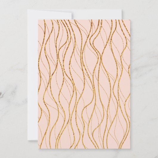 Gouden golven & handgeschreven blos bruiloftsrecep kaart (Achterkant)