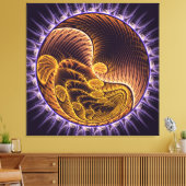 Gouden golven moderne kunst canvas afdruk (Insitu (Woonkamer))