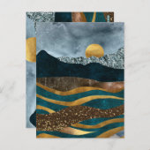 Gouden golven onder maanverlichte bergen briefkaart (Voorkant / Achterkant)
