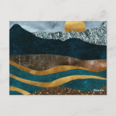 Gouden golven onder maanverlichte bergen briefkaart (Achterkant)