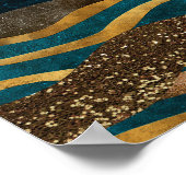 Gouden golven onder maanverlichte bergen poster (Hoek)