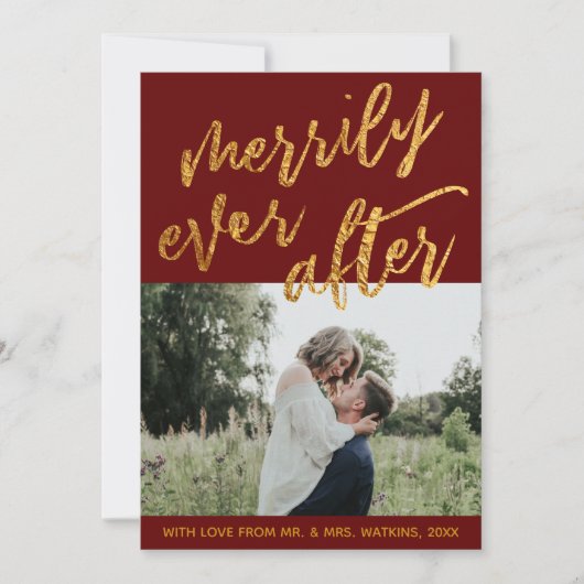 Gouden golven op Bourgondië Merrily Ever After, Fo Feestdagenkaart (Voorkant)