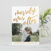 Gouden golven op wit Merrily Ever After, foto Feestdagenkaart (Staand voorkant)