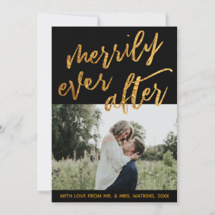 Gouden golven op zwart Merrily Ever After, foto Feestdagenkaart