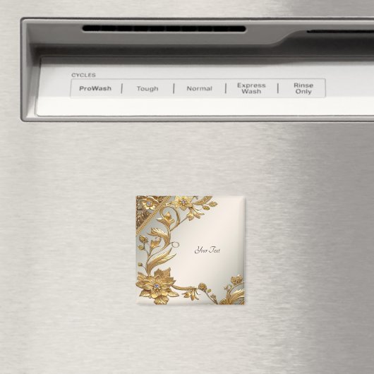 Gouden golvende bladeren bloemmagnet magneet (Insitu (Vaatwasser))