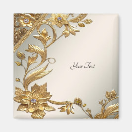 Gouden golvende bladeren bloemmagnet magneet