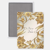 Gouden golvende bladeren bloemmagnet magneet (Voorkant / Achterkant)